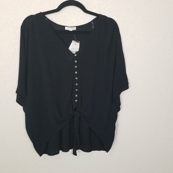 Ultra Flirt Juniors Button Up Tie Front Top XL - Picture 2 of 7